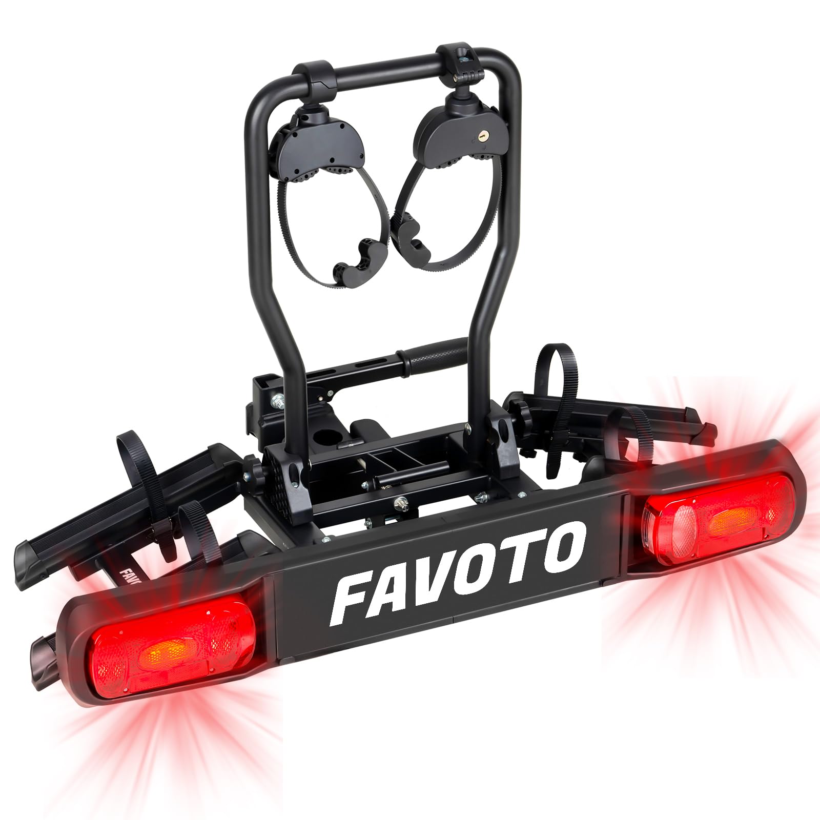 Favoto Portabicicletas para Enganche de Remolque, Soporte Plegable para 2 Bicicletas de 20-29 Pulgadas, para Acceso al Maletero Negro
