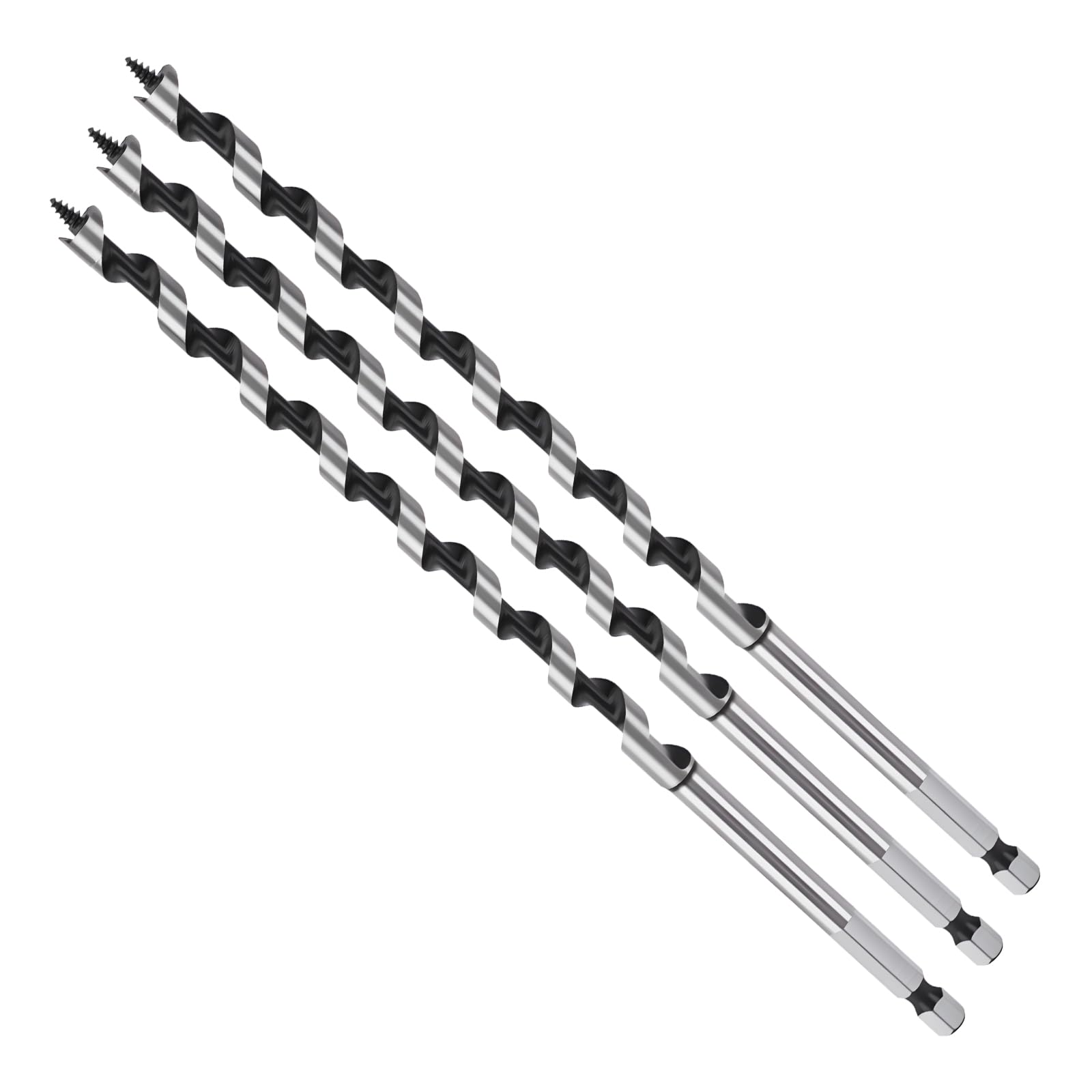 MOXPIFY Wood Auger Drill Bits, 3pcs 10mm Timber Drill Bits 230mm Long Hex Shank, Extra Long Drill Bits Wood For Woodworking (3pcs x 10mm x 230mm)