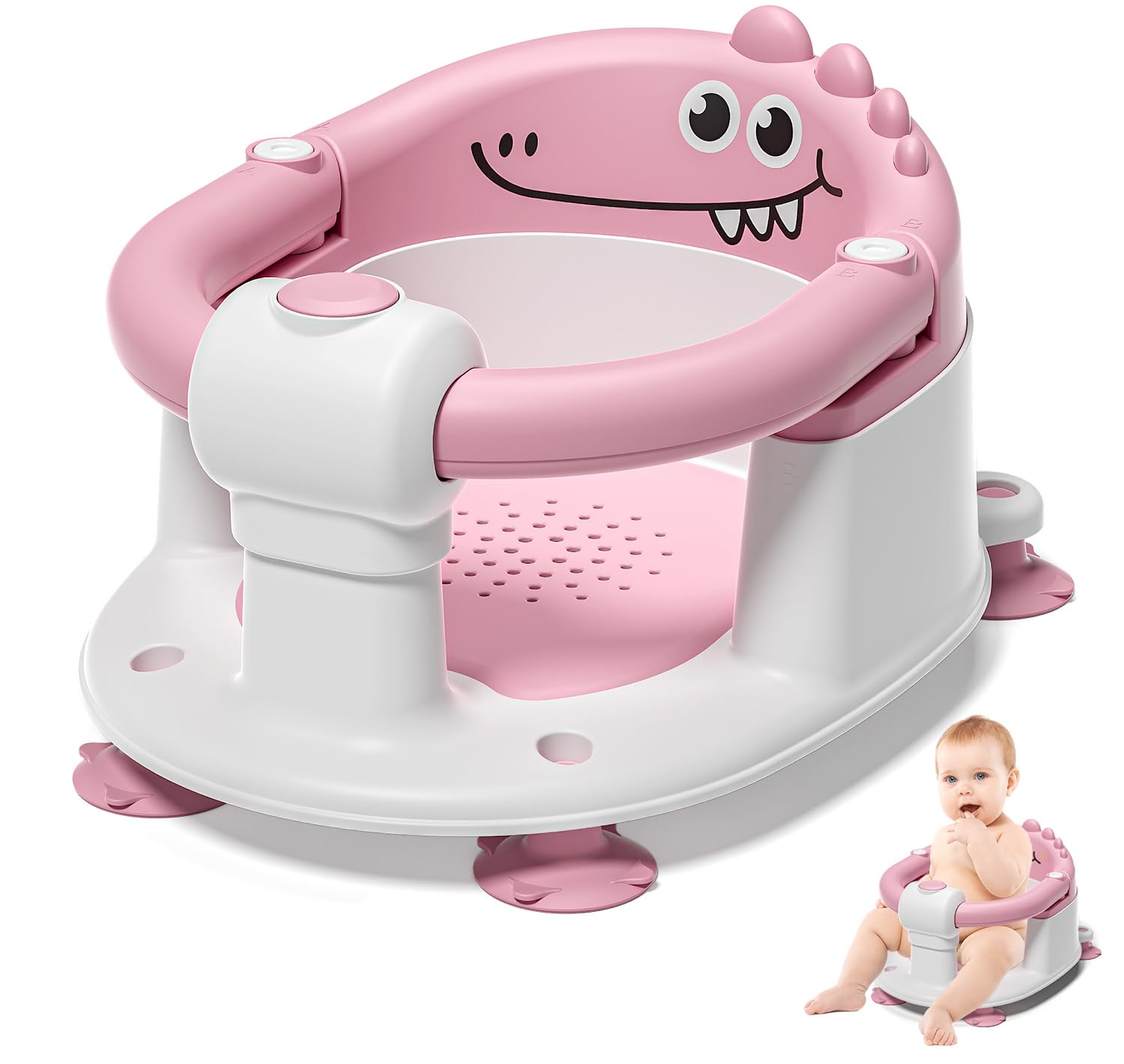 Baby Bath Seat for Babies 5 Months Up - Non-Slip Bath Seat for Sitting Up Soft Cushion Compact