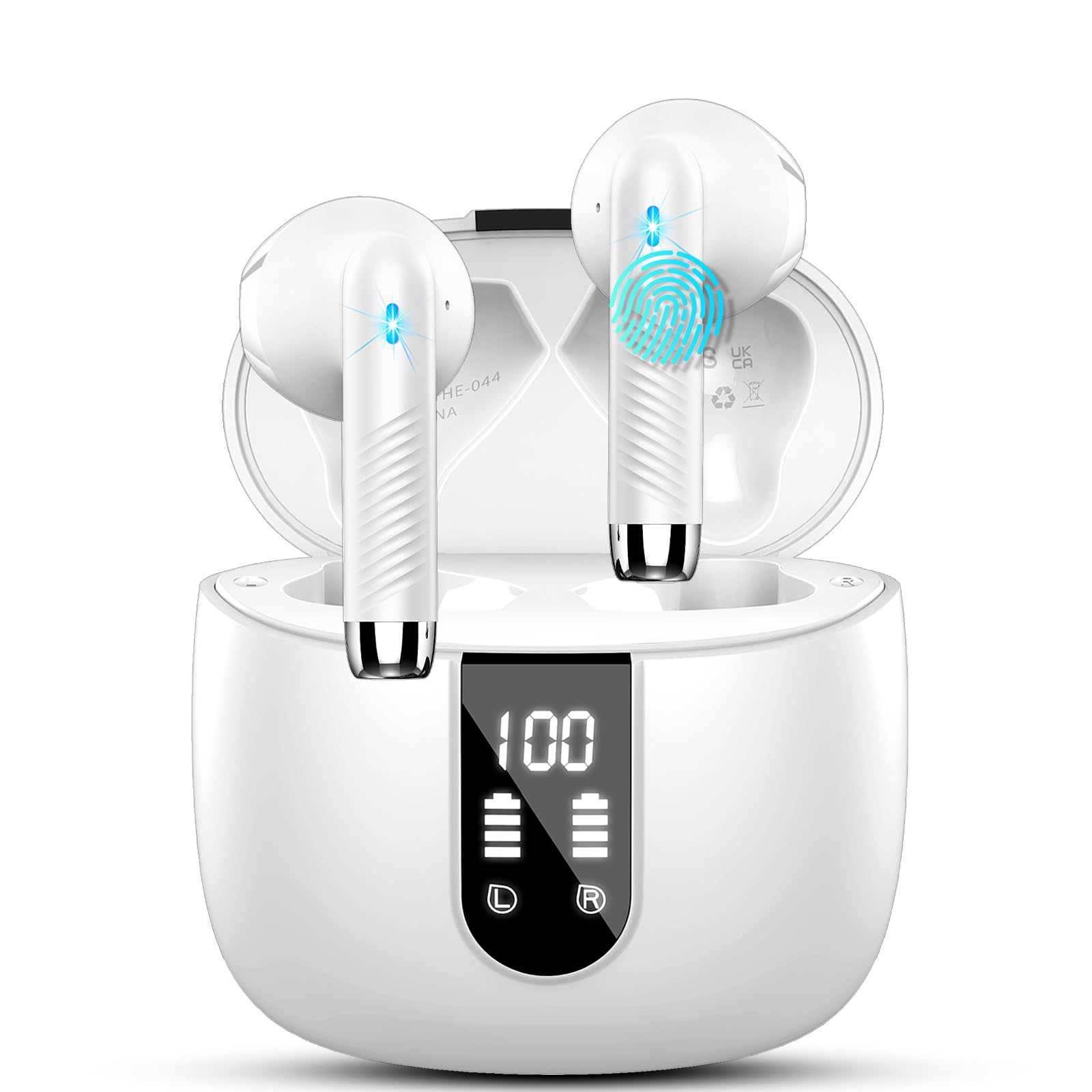 Drsaec Cuffie Bluetooth, 2025 Auricolari Bluetooth 5.3 Cuffie Wireless in-ear con 4 ENC Mic, Cuffiette Sport Earbud IP7 Impermeabile HiFi Stereo LED Display USB-C