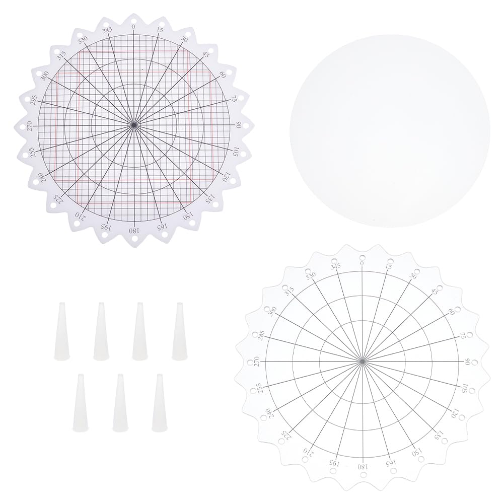 UNICRAFTALE 10Pcs/Set 24cm Rotating Stamping Platform Acrylic Stamp & Spin Tool Circular Stamping Positioning Tool with 24 Equal Intervals for Crafts Card Making Arts Scrapbooking Supplies