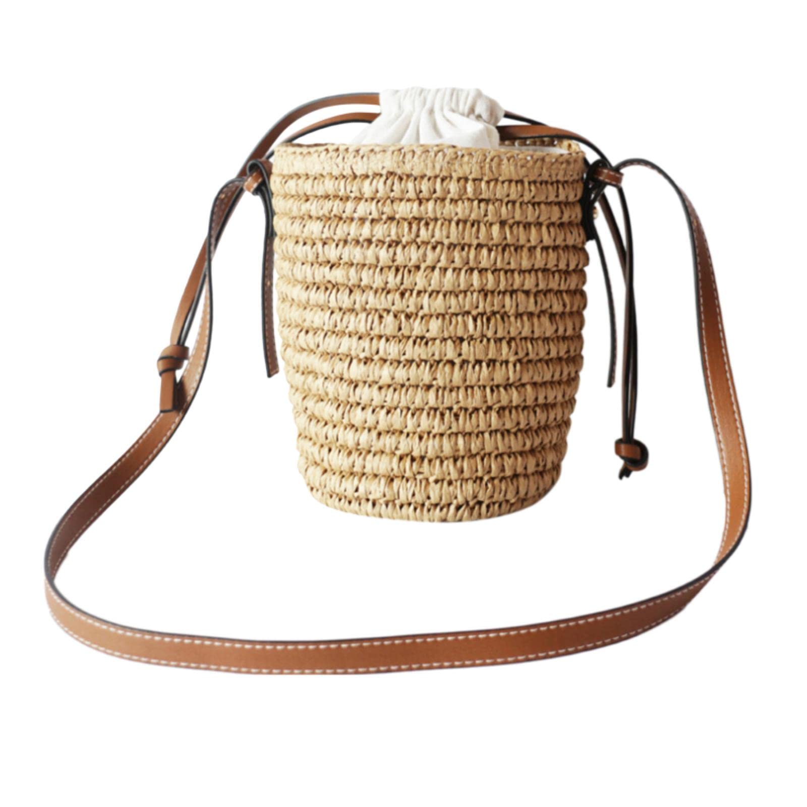 Bolso de Mano Redondo de Paja para Mujer, Rafia, Barril Redondo, Bolso Cruzado Tejido de Paja, Bolsos de Mano, Bolsos Femeninos, Bolso de Playa para Mujer