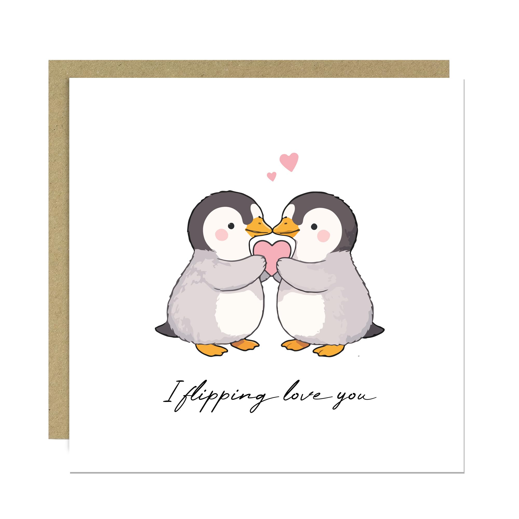 RED OCEAN Valentines Card, Valentines Day Card, I Love You Beary Much, Card For Boyfriend, Girlfriend, Husband, Wife, Card For Anniversary With Kraft Envelope (14cm x 14cm, Flipping Love)