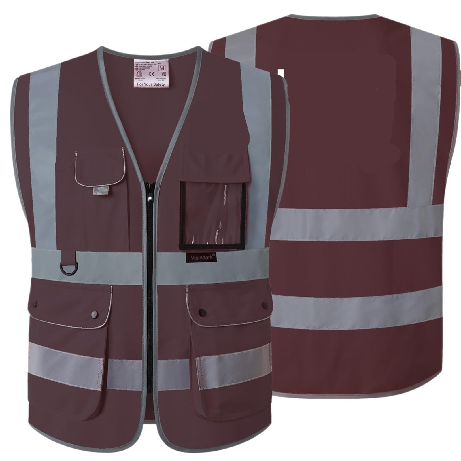Chaleco Reflectante de Alta Visibilidad, con Bolsillos y Cremallera, Tallas S-4XL, 8 Colores, Ropa Trabajo para la construcción, Trabajos al Aire Libre(Black,L)