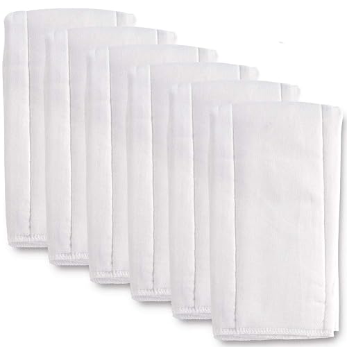 6 Ply Cloth Diapers Burp Cloth, Fasoar Thick Washable Absorbent Cotton Diaper for Babies and Toddlers Multi-Use 6/10/12 Count