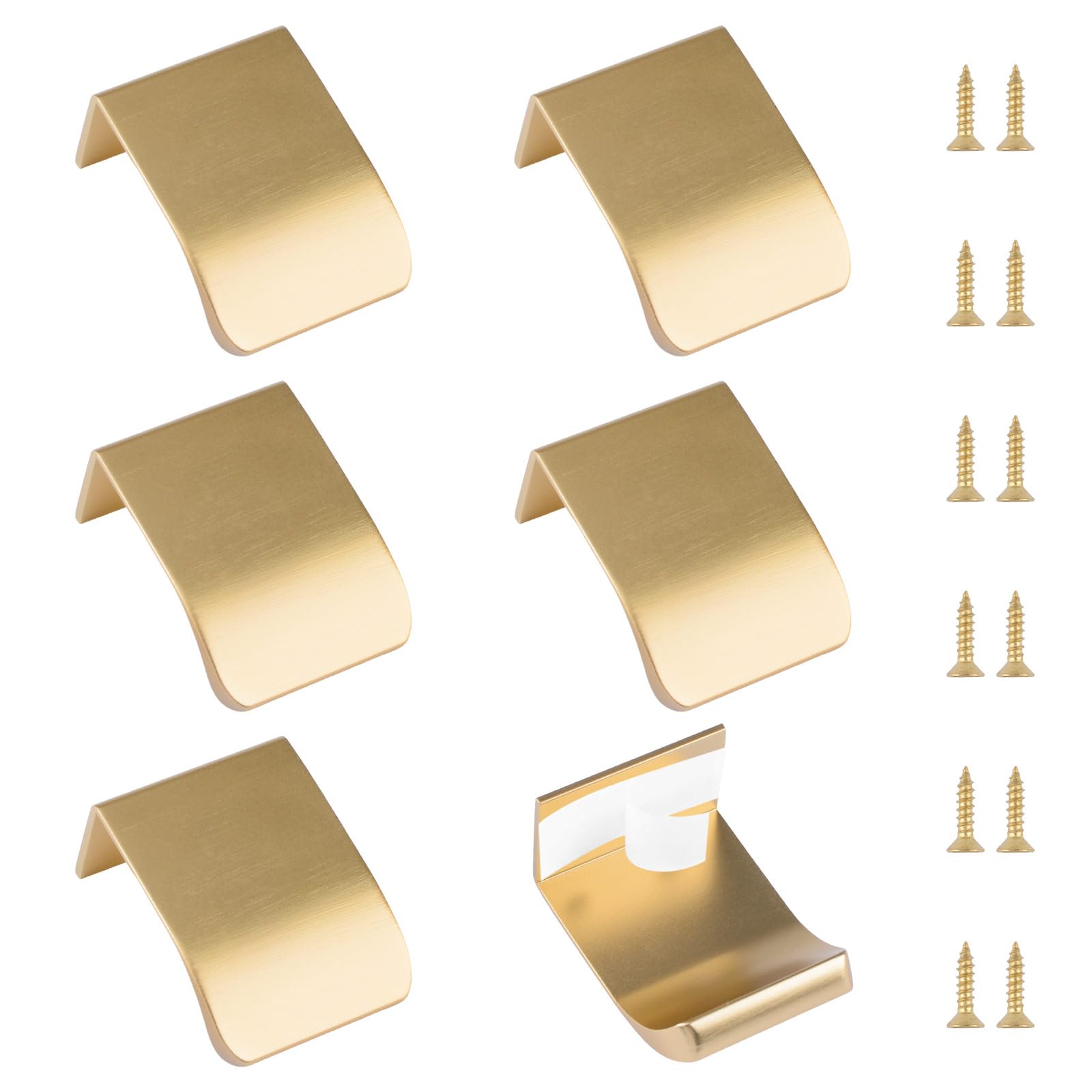MOROBOR 6 Pack Finger Edge Pull, Self-Stick Instant Cabinet Drawer Pull Concealed Handles Modern Style Handle for Drawer Wardrobe Cabinet Hardware, 30mm/Brushed Bronze — image 1