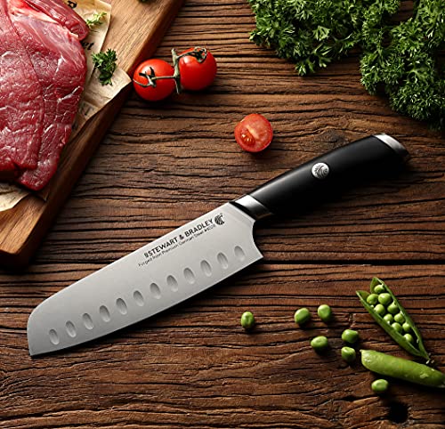 STEWART & BRADLEY MasterPro Series Santoku Knife – 18cm (7-Inch) Full Tang German Steel Kitchen Knife with Ergonomic Handle – Precision Engineered for Slicing, Dicing, Mincing & Chopping - Image 2