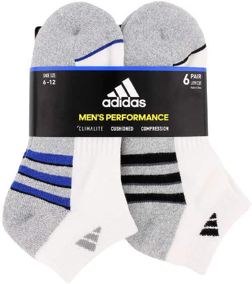 adidas Men's Athletic Cushioned Low Cut Socks (6-Pack) Extended Size 12-16