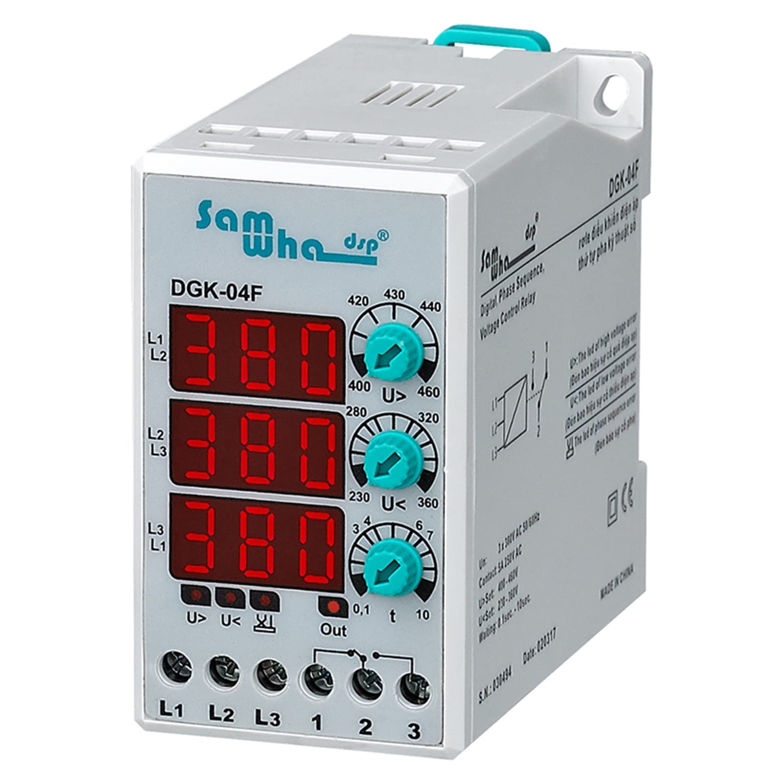 AQHYEBNSR DGK-04F Phase Sequence Three Failure Voltage Protection Relay Seting