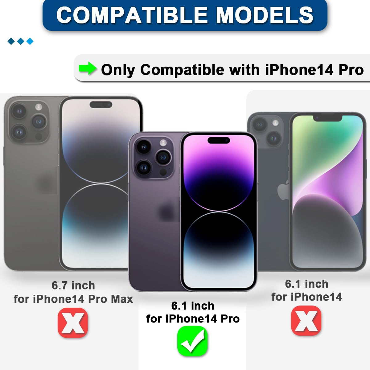 Adesivo per Adesivo Pre-Taglio Impermeabile da 7 Pezzi Compatibile con per iPhone 14 PRO, Adesivo sullo Schermo LCD e Nastro Adesivo per Colla a Batteria Interna (6,1 Pollici/Nero)
