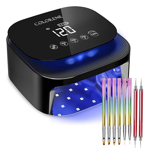Vista 9 de Lámpara de uñas LED UV inalámbrica, 60 W, lámpara de uñas recargable de 60 W, lámpara de uñas inteligente con sensor automático con pantalla LCD