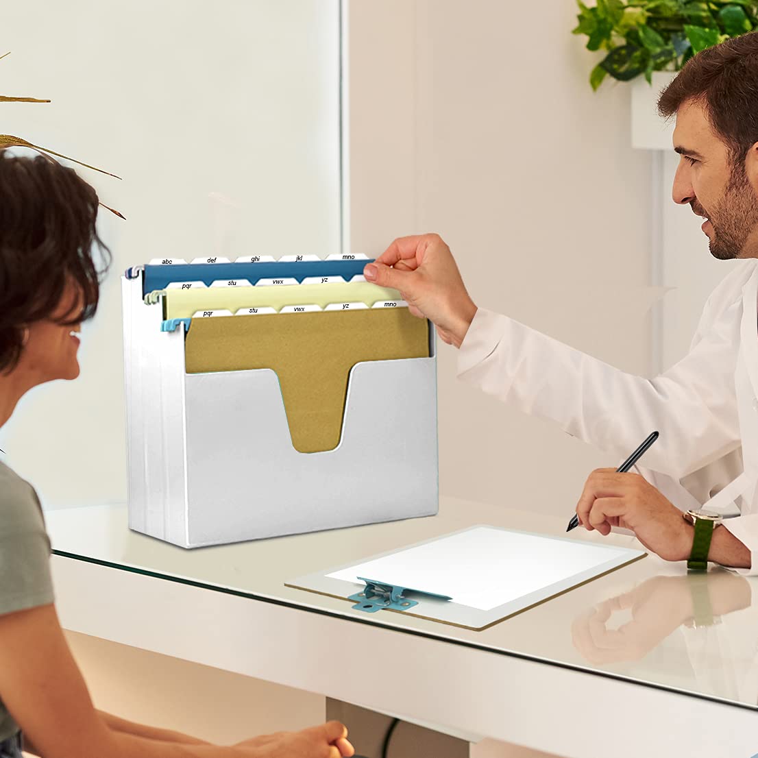 Acrimet Porte dossiers horizontal triple, organisateur de bureau incliné, boîte à dossiers suspendue format lettre (Couleur Blanc)
