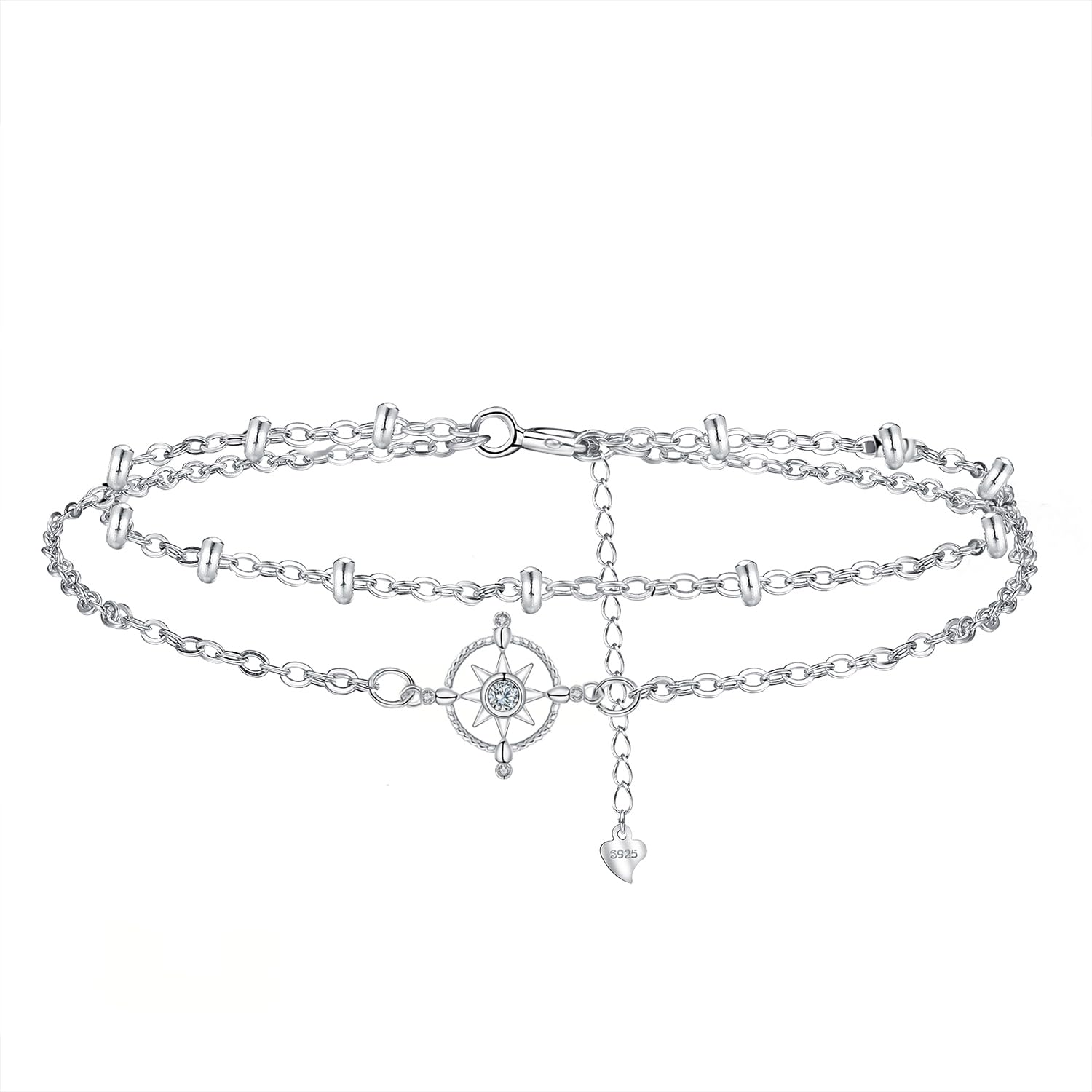 HifeeledHifeeled Pulsera Mujer Plata 925 Doble Cadena con 3A Circonia Cúbica Regalos Originales Para Mujer Esposa Madre Novias -Ajustable（16cm+4）