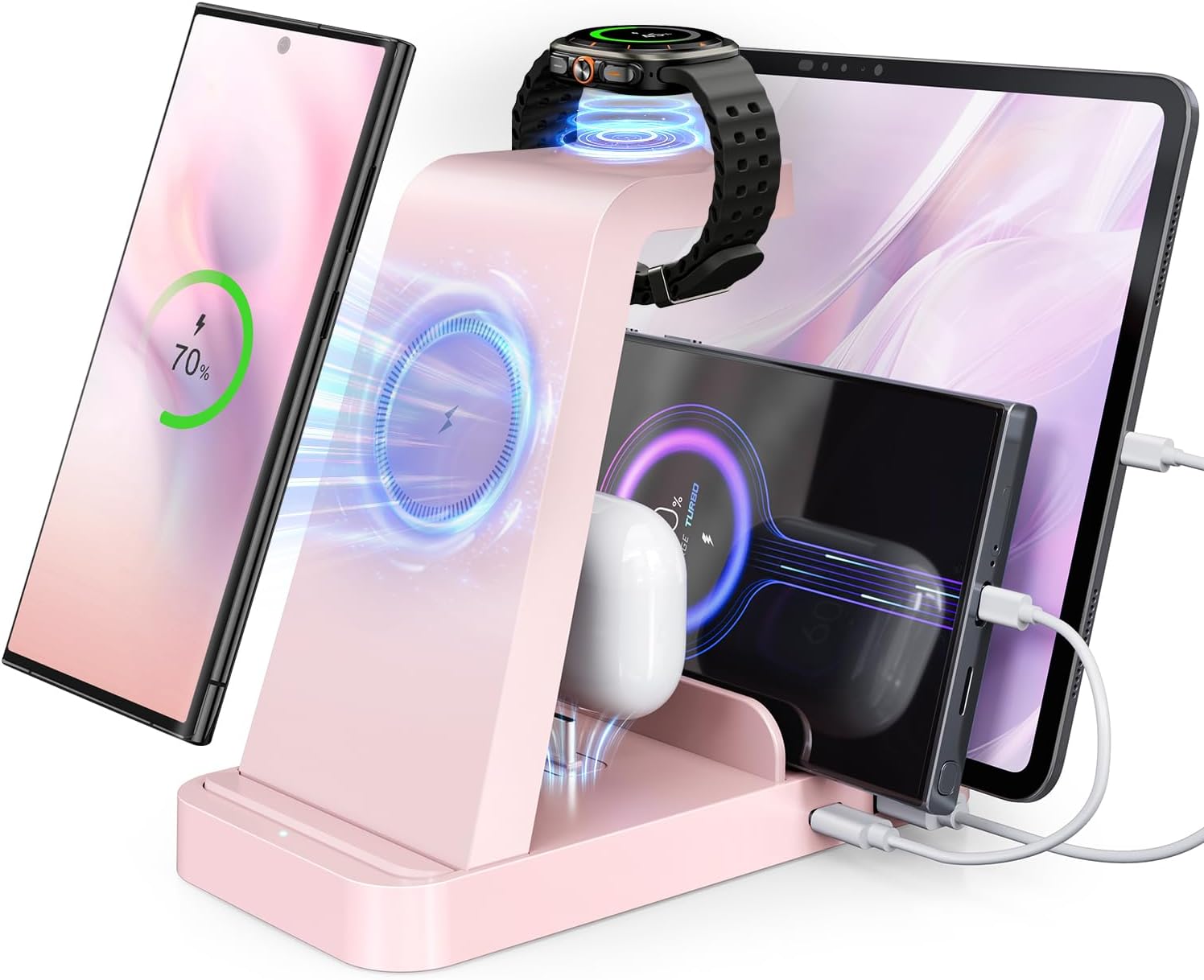 5 in 1 Wireless Charger for Samsung, Wireless Charging Station for Multiple Devices, Fast Charger Stand for Samsung Galaxy S25 Ultra S24 S23 S22 S20 Note 20 10 Z Fold 6 Galaxy Watch 7 6 5 Buds,Pink 5 in 1 Wireless Charger for Samsung, Wireless Charging Station for Multiple Devices, Fast Charger Stand for Samsung Galaxy S25 Ultra S24 S23 S22 S20 Note 20 10 Z Fold 6 Galaxy Watch 7 6 5 Buds,Pink