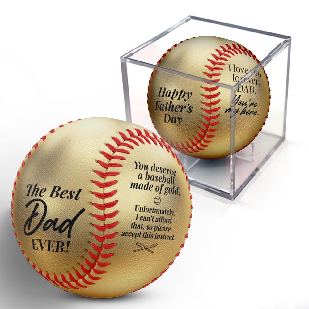 MAKEABALL Father's Day Baseball with Display Cube! | Choose from Custom with Pictures or Non-Custom | Best Personalized Photo Baseball | World’s Best,