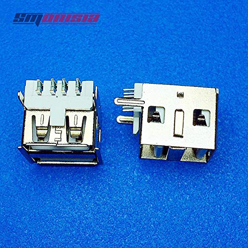 Gimax 200pcs USB Female Jack Double 90degrees Plug USB DIP Socket 13.5 short Connector - (Color: White)