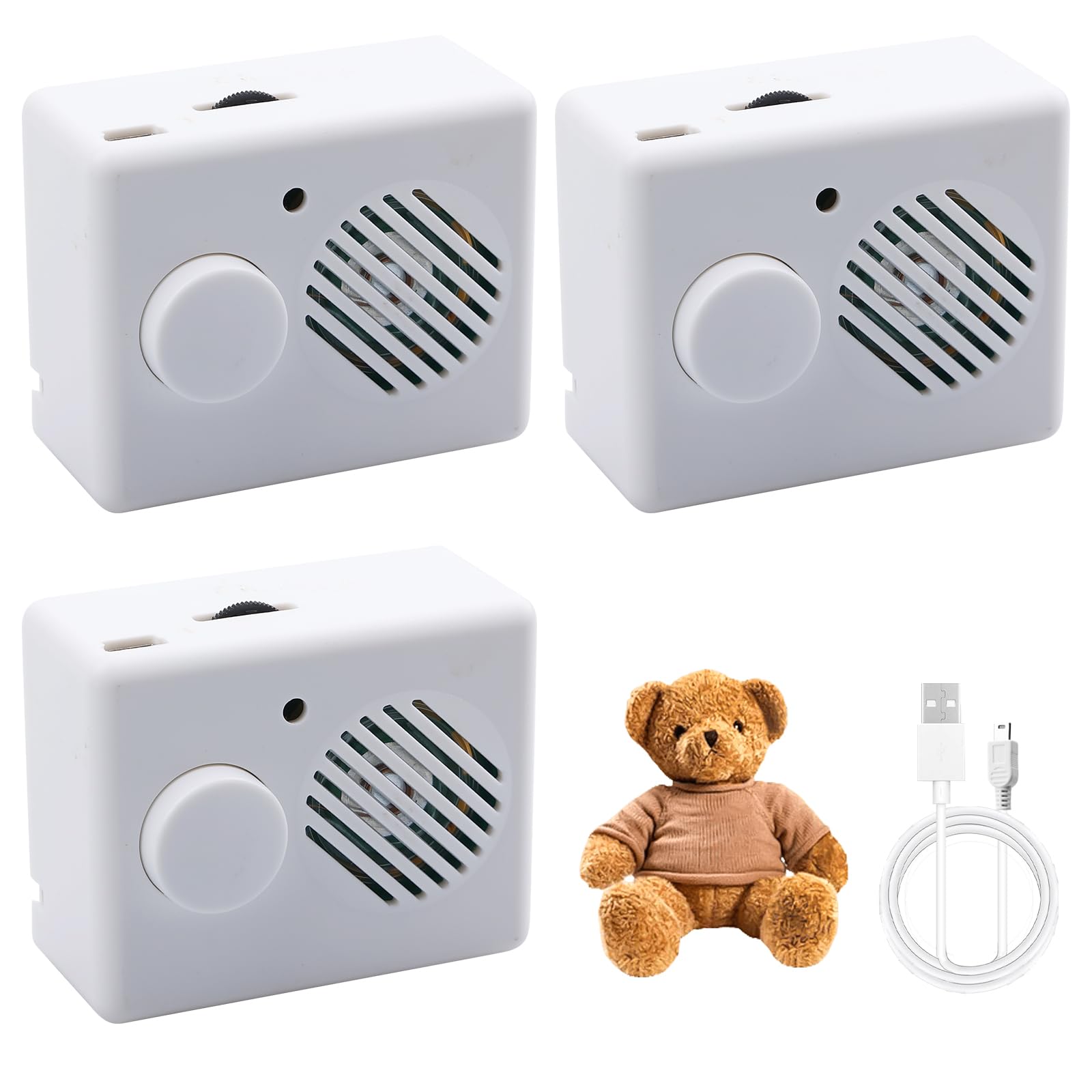 3 Stück Diktiergerät für Stofftiere, 360 Sekunden Aufnahme Sprachmodul für Kuscheltier und Teddybär, Diktiergerät Spielzeug für Personalisierte Aufnahme, Soundmodul Bespielbar, DIY Geschenke