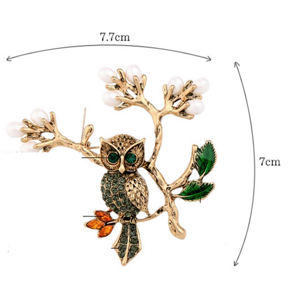 Broche Broche De Rama De Árbol De Búho, Broche De Diamantes De Imitación De Cristal, Joyería, Vestido, Bufanda, Chal, Clip