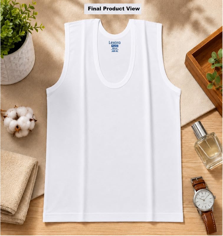 Image of GMR Men's Cotton Broad Shoulder White Sleeveless Vest