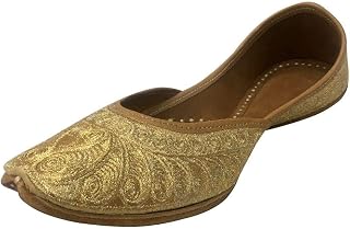 Gold Bridal Flats Wedding Shoes Indian Punjabi Jutti Mojari Designer Shoes