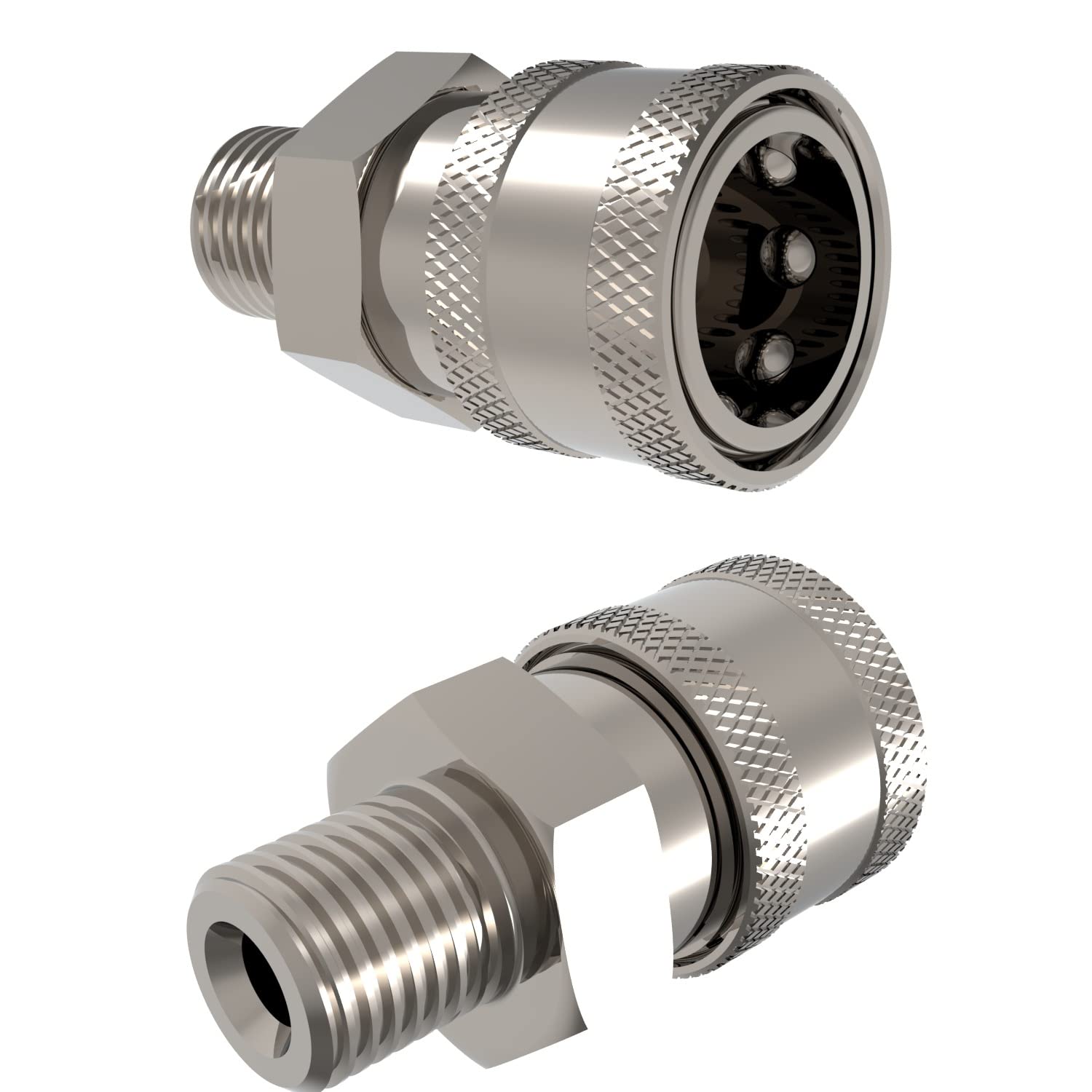 ESSENTIAL WASHER Pressure Washer Fittings 1/4" Stainless Steel Male Quick Connect Couplers - 2-Pack Fitting Set (1/4 Inch MPT - Set of 2)