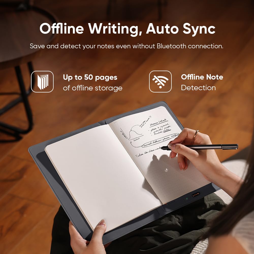 XPPen Note Plus A5, Carnet Numérique Bluetooth 5.3, Stockage hors Ligne 50 Pages, Outils d’édition intégrés, Synchronisation Android/iOS
