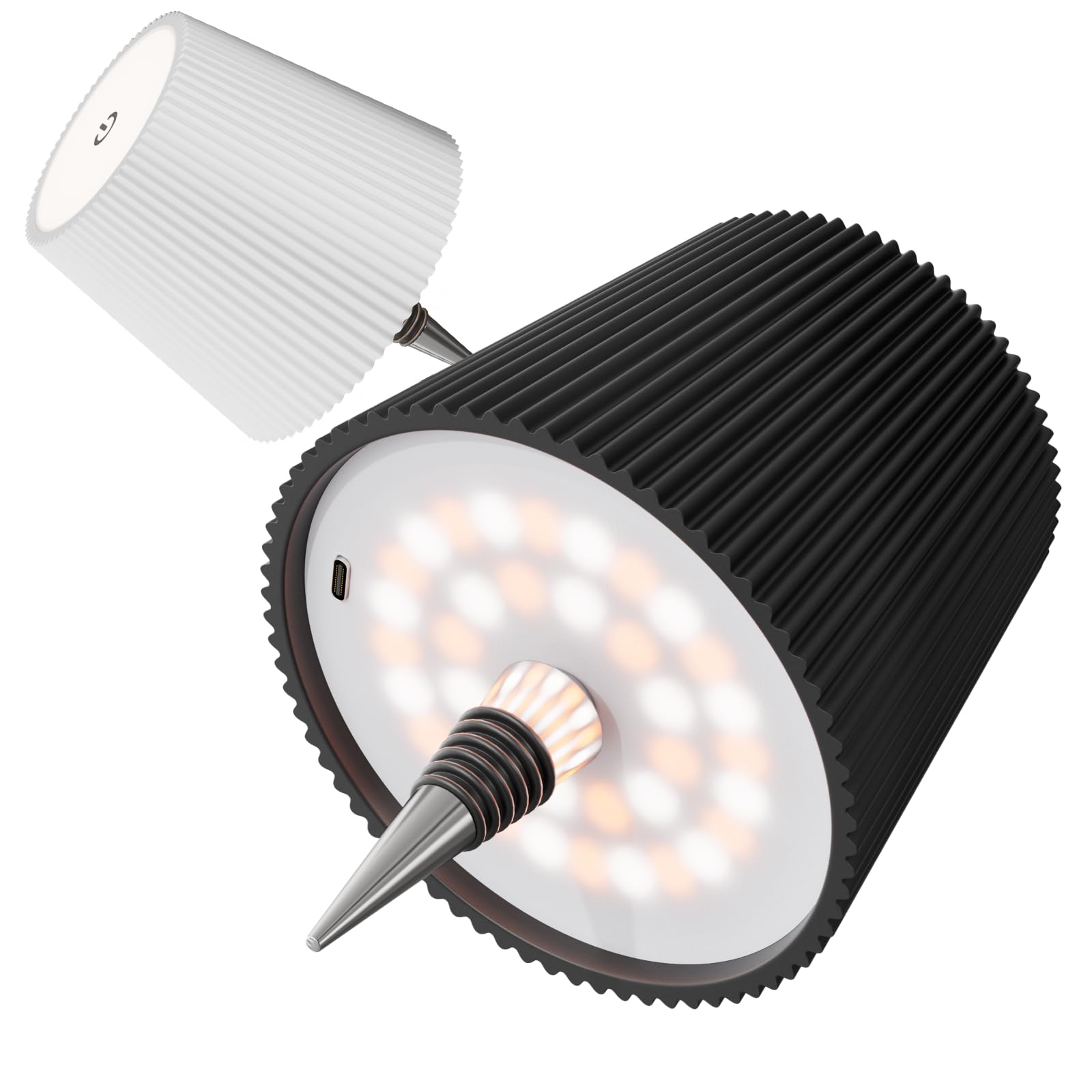 2 Stück Flaschenlampe LED Aufladbar - 5200mAh Tischlampe Kabellos Dimmbar 3 Farben - Flaschenlicht Touch Control IP54 Spritzwassergeschützt für Innen Außen Familie Restaurant (Schwarz+Weiß)