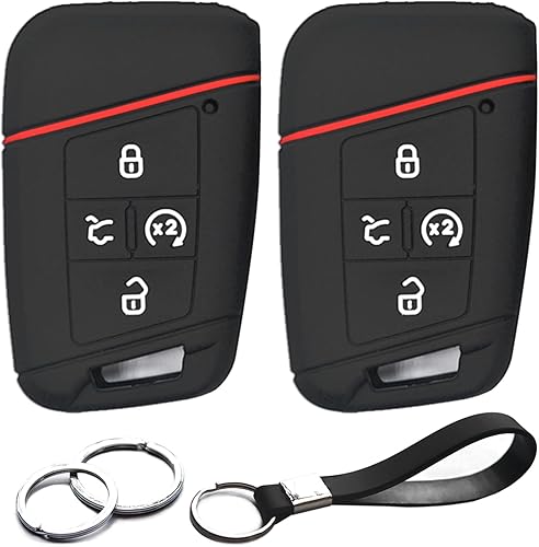 2 piezas compatibles con Volkswagen VW Tiguan Atlas Passat Golf Alltrack Smart Black Key Fob Funda protectora de llavero sin llave