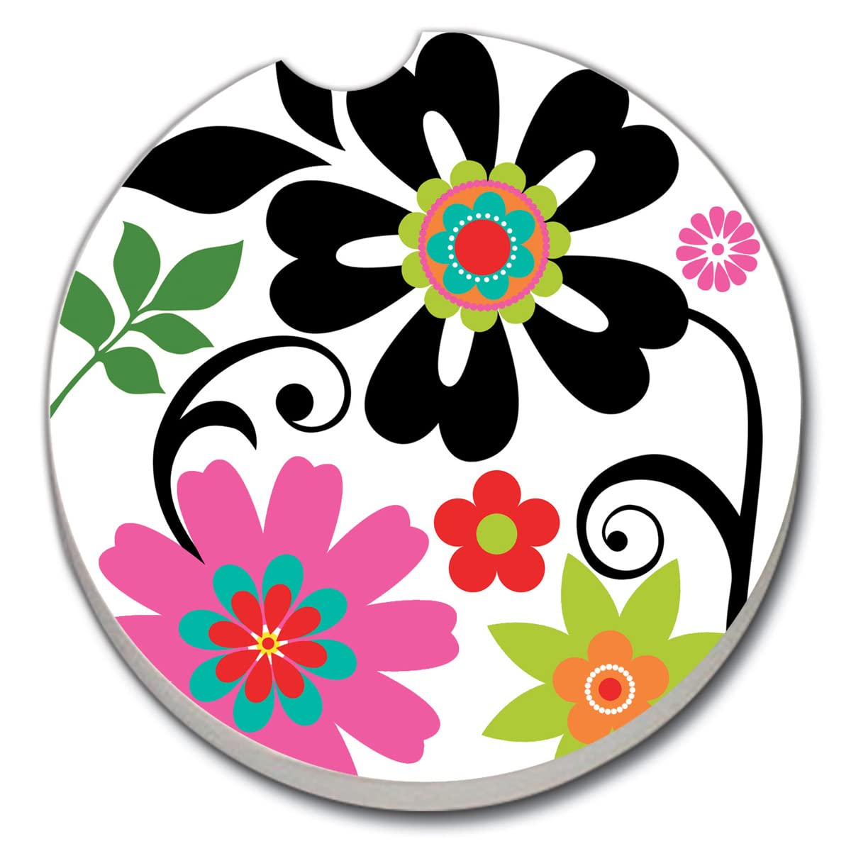 CounterArt Metro Bold 1 Pack Absorbent Stone Coaster for Vehicle Cup Holder 2.6” Diameter Manufactured in The USA