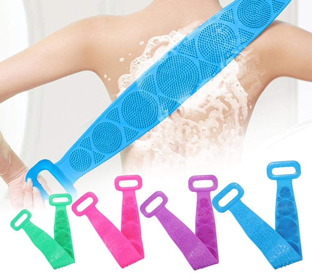 M.S TRADERSSilicone Bath Body scrub belt, Silicone Back Scrubber for Shower, Silicone Shower Brush With Soft Rubbing Massage Exfoliating Long Bath Body Brush with Soft Bristles for Men and Women,