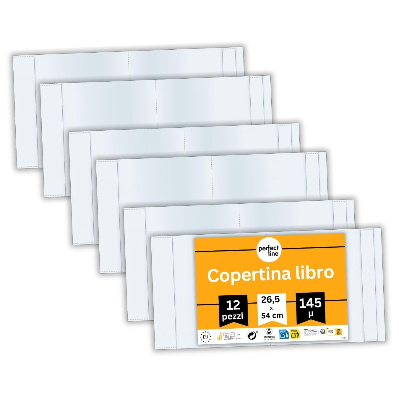 25 Copertine Per Quaderni A5 Perfect Line - Granulate, PP Riciclabile, Made In EU