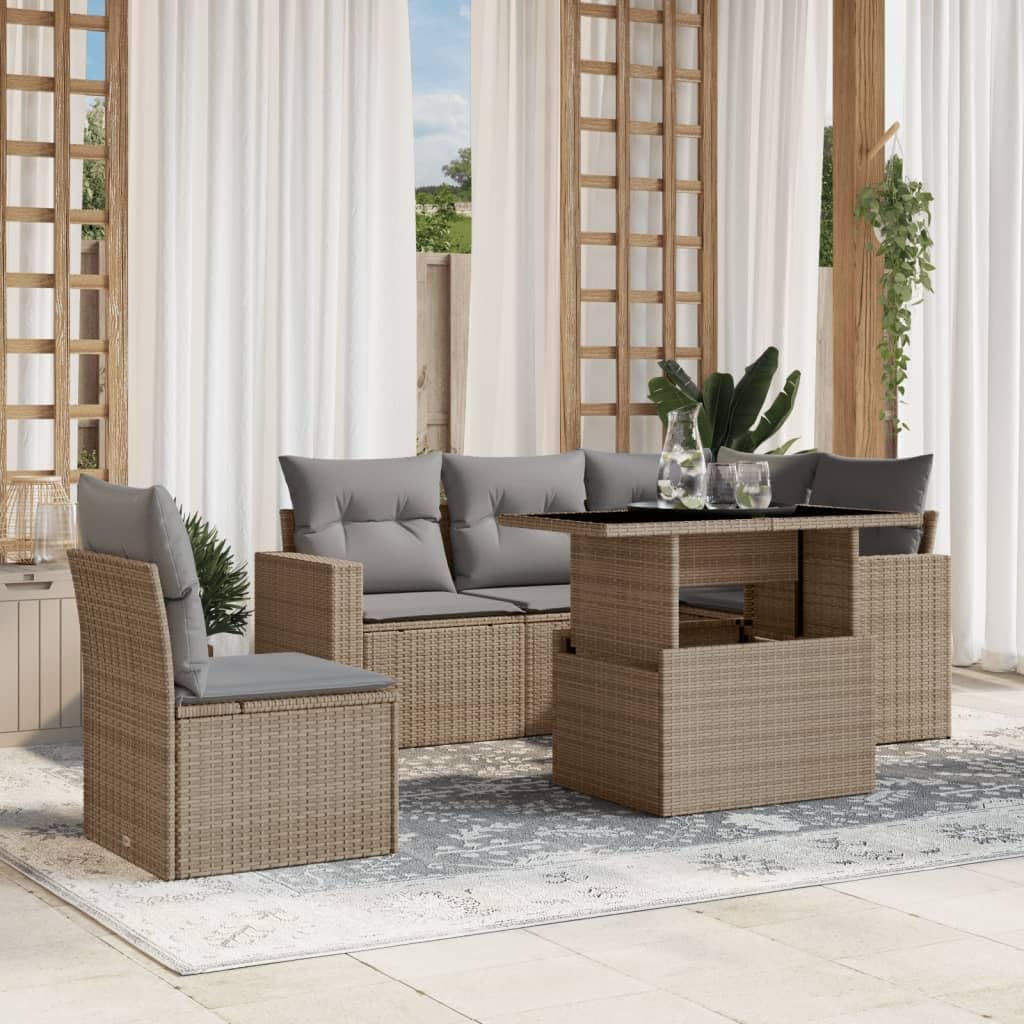 Homgoday 6Piece Garden Furniture Balcony Lounge with Cushion Balcony