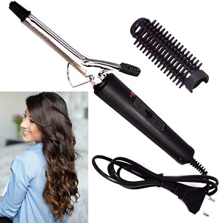 Professional Electric Hair Curler for Women | Black & Silver Curling Iron with Long-Lasting Styling Rollers