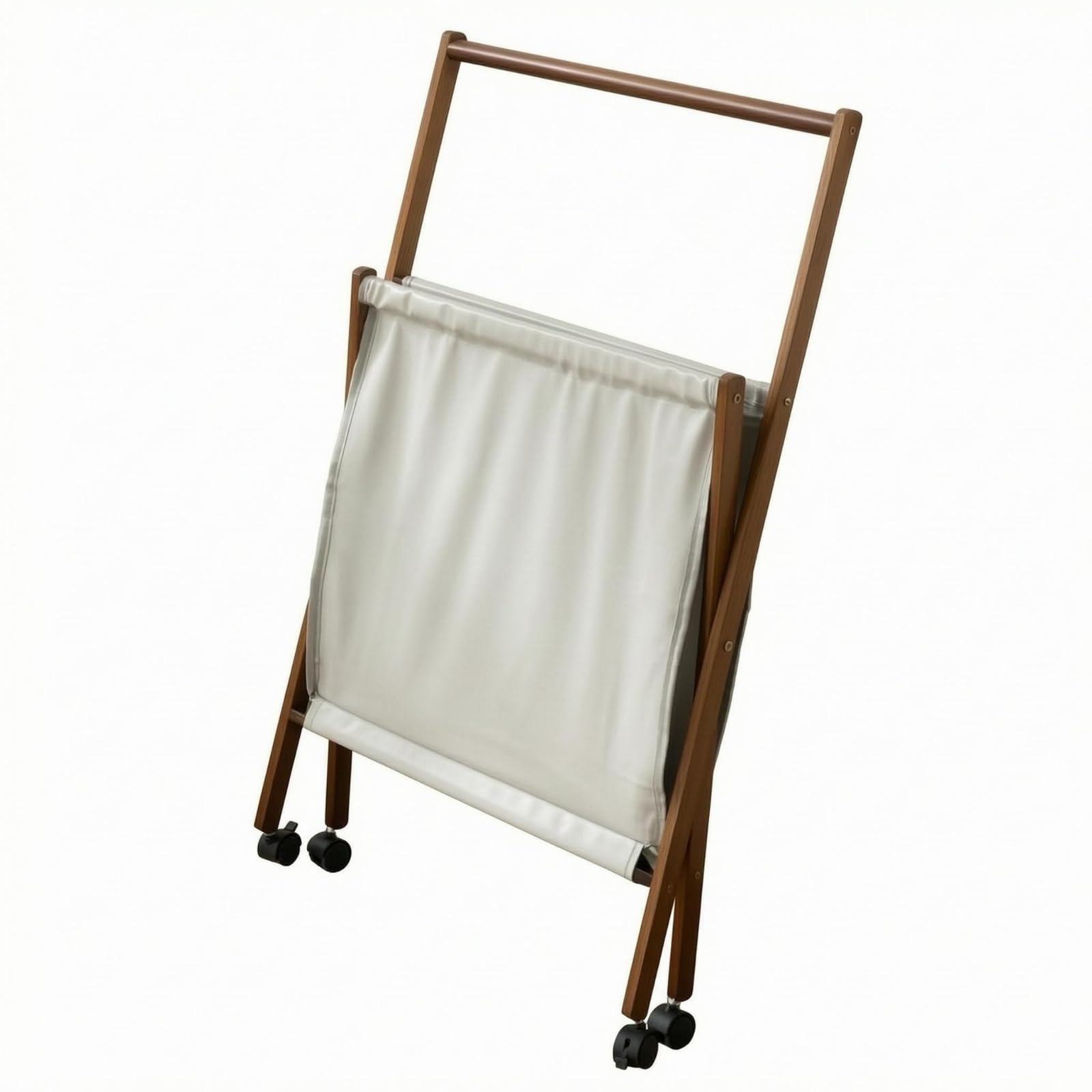 Cesto Portabiancheria Pieghevole Carrello Biancheria Cesto Bucato Contenitore Lavanderia Organizer con Struttura in Bambù Finiture in Similpelle Sacco