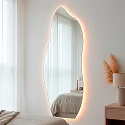 Espelho Orgânico Flame com Led 170x70 Grande de Parede Decorativo para Sala Quarto Banheiro (Led Frio)