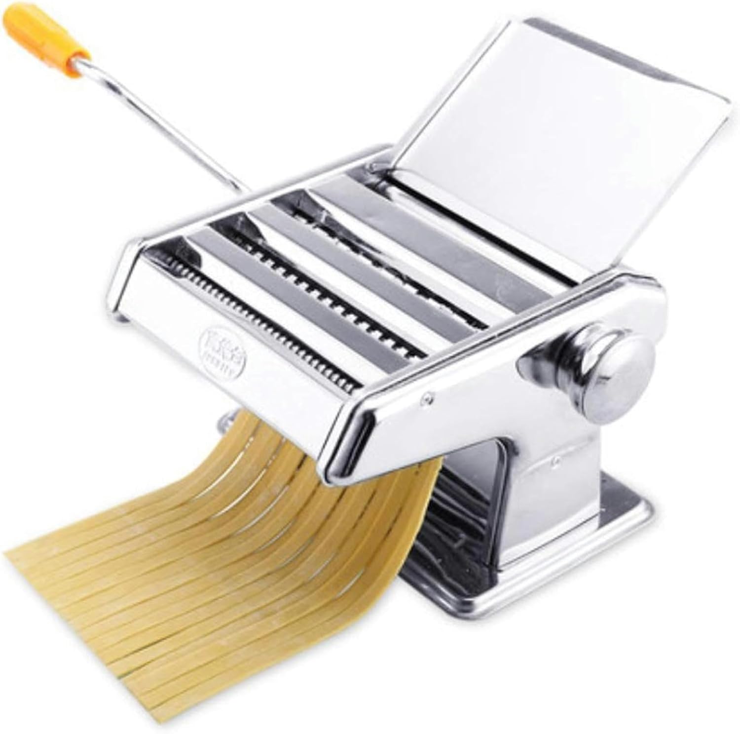 Mquina manual de fideos de metal para cocina, mquina de fideos ajustable multifuncional, mquina para hacer pasta de 3 hojas, para pasta, espagueti, lasaa o bola de masa (plata)