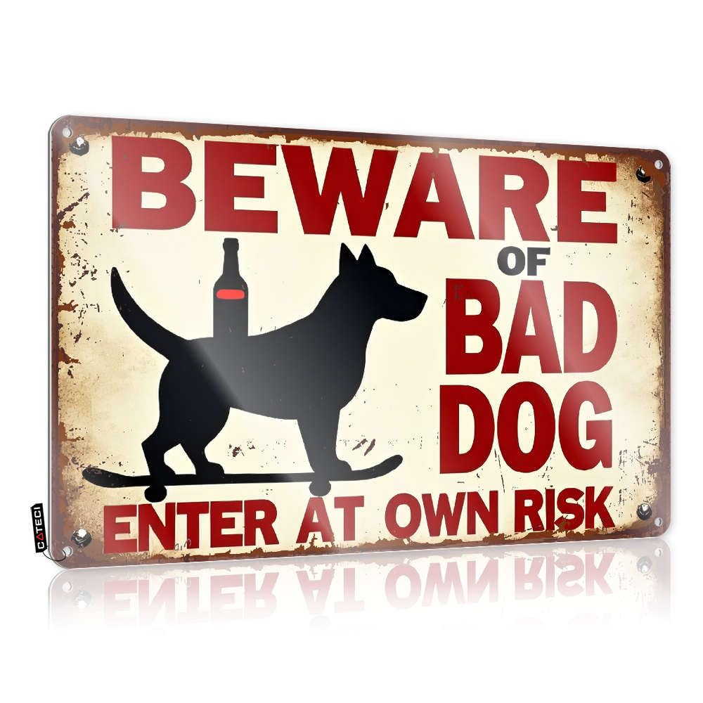 Flags For Room Guys Funny Beware Of Bad Dog Tin Sign Porch Sign Man Cave Furniture(30X40CM)