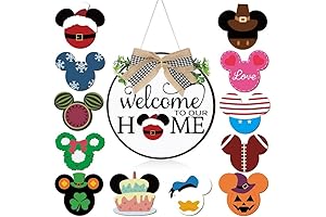 Interchangeable Welcome Wreaths Sign for Front Door
