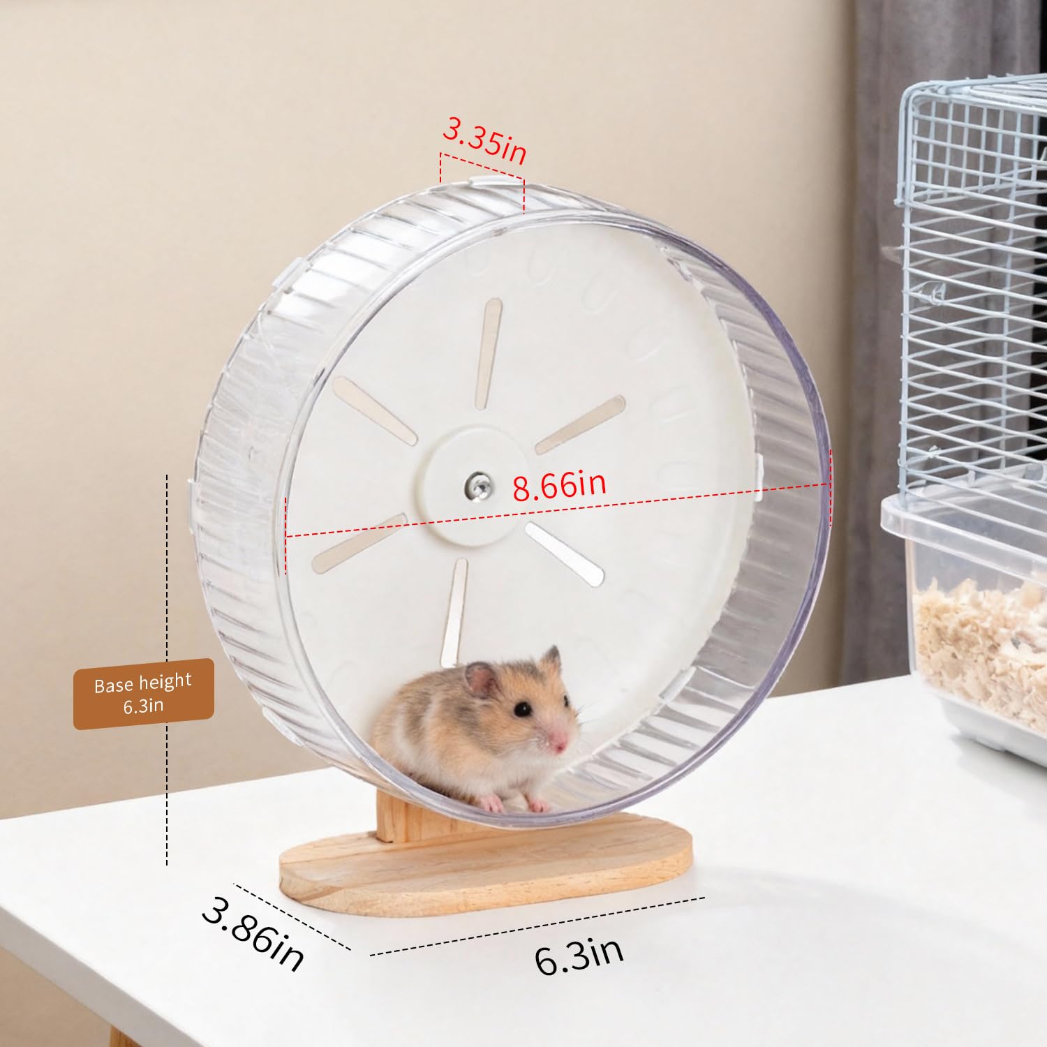 Super Silent Hamster Exercise Wheel with Adjustable Stand, Quiet Spinner Running Wheel for Hamsters, Gerbils, Mice and Other Small Pets (Medium, White) - image 7