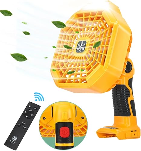 Hiesuan Dewalt - Ventilador portátil de mano con lámpara LED, control remoto, función de sincronización 4H, ventilador inalámbrico para el lugar de Hiesuan Dewalt - Ventilador portátil de mano con lámpara LED, control remoto, función de sincronización 4H, ventilador inalámbrico para el lugar de