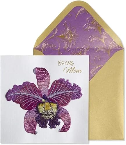 NIQUEA.D Tarjeta del día de la madre, orquídea bordada, incluye un sobre único de sentimiento y coordinación (NMD-0001) disponible en Yaxa Costa Rica