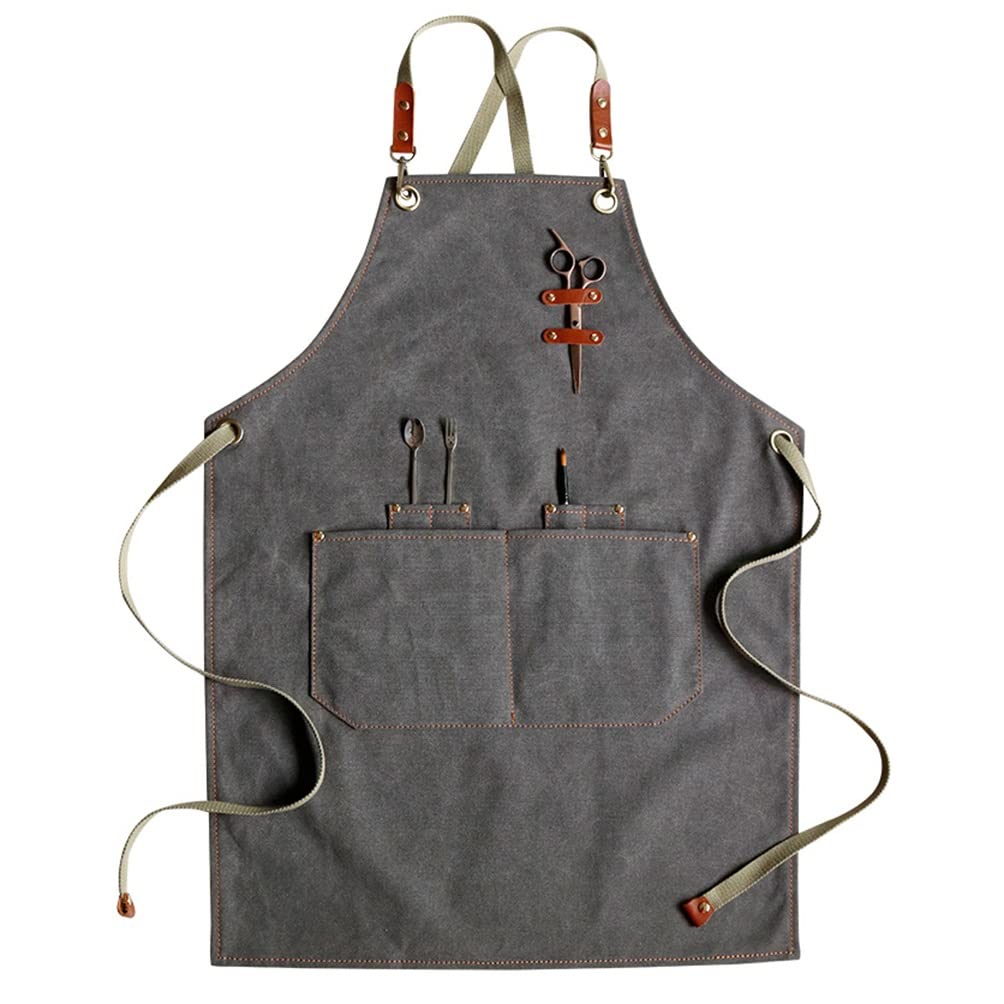 Delantal de Soldadura Delantal De Trabajo De Mezclilla, Delantal De La Tienda con Correas De Hombro Ajustables, Chef Profesional Artista Artista Baker Barista Barman Camarero Delantal