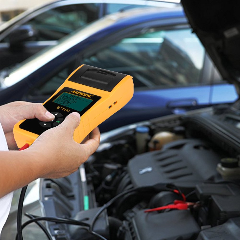 KIMISS Tester di carica della batteria dell'auto, 12 V, con stampante multi-lingua, per camion di servizio pesante, ATV e auto
