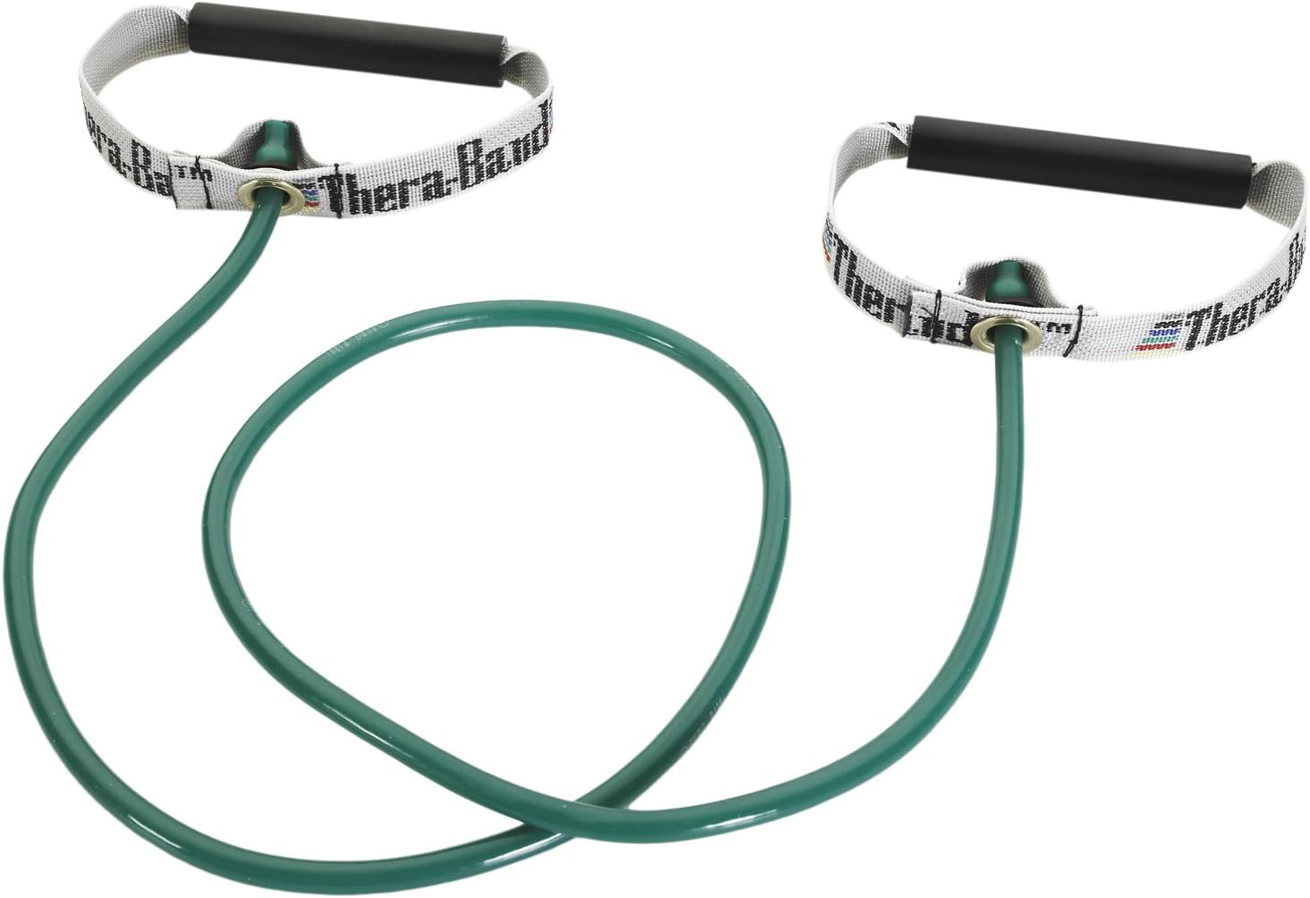 Thera-Band Professional Latex Resistance Tubing with Handles For Upper-Body Exercise, Rehab and Conditioning, Hard Handles, 48 Inch, Green, Heavy, Intermediate Level 1