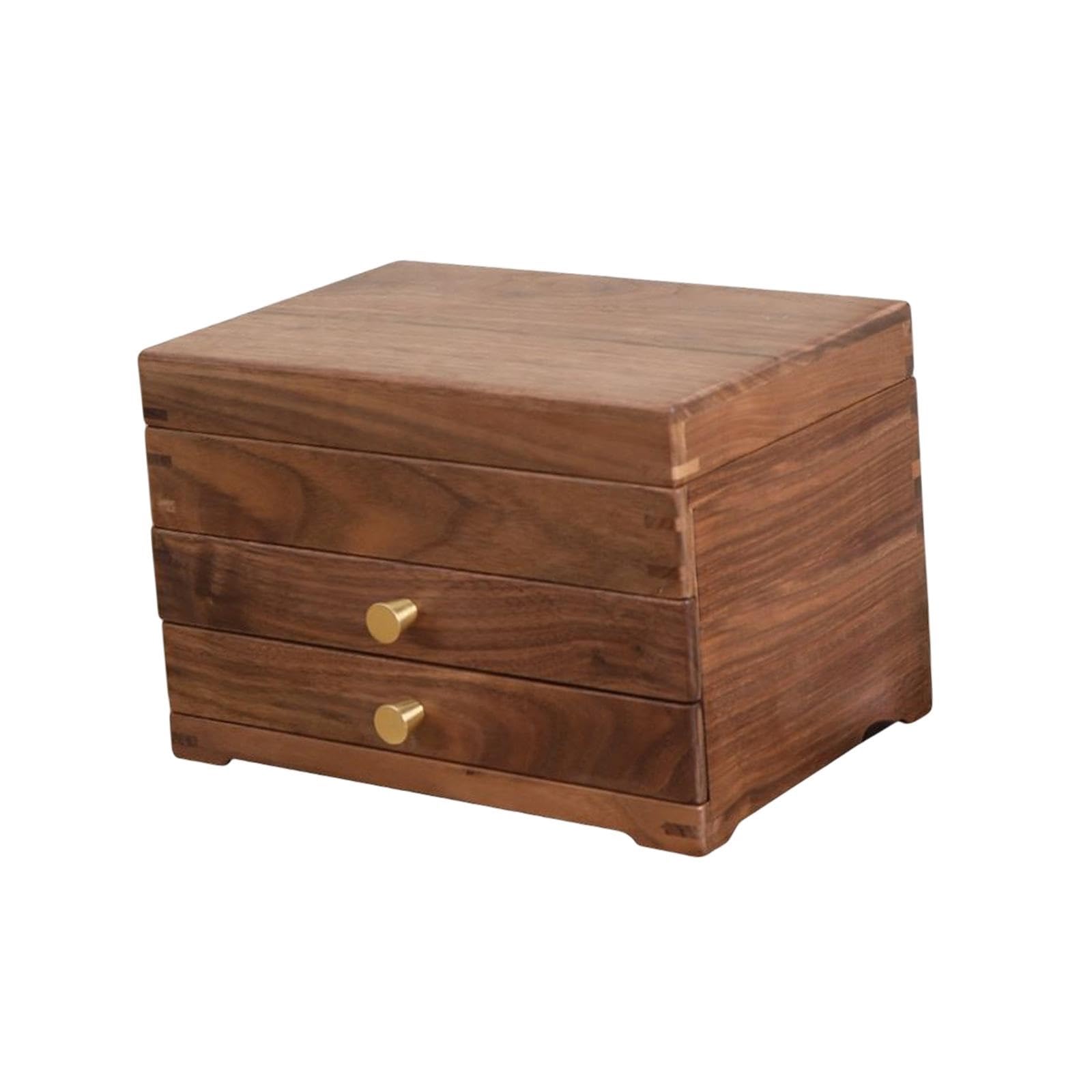 Boîte à bijoux en bois de noyer noir multi-couches pour colliers, clous, souvenirs, bibelots (D gris clair)