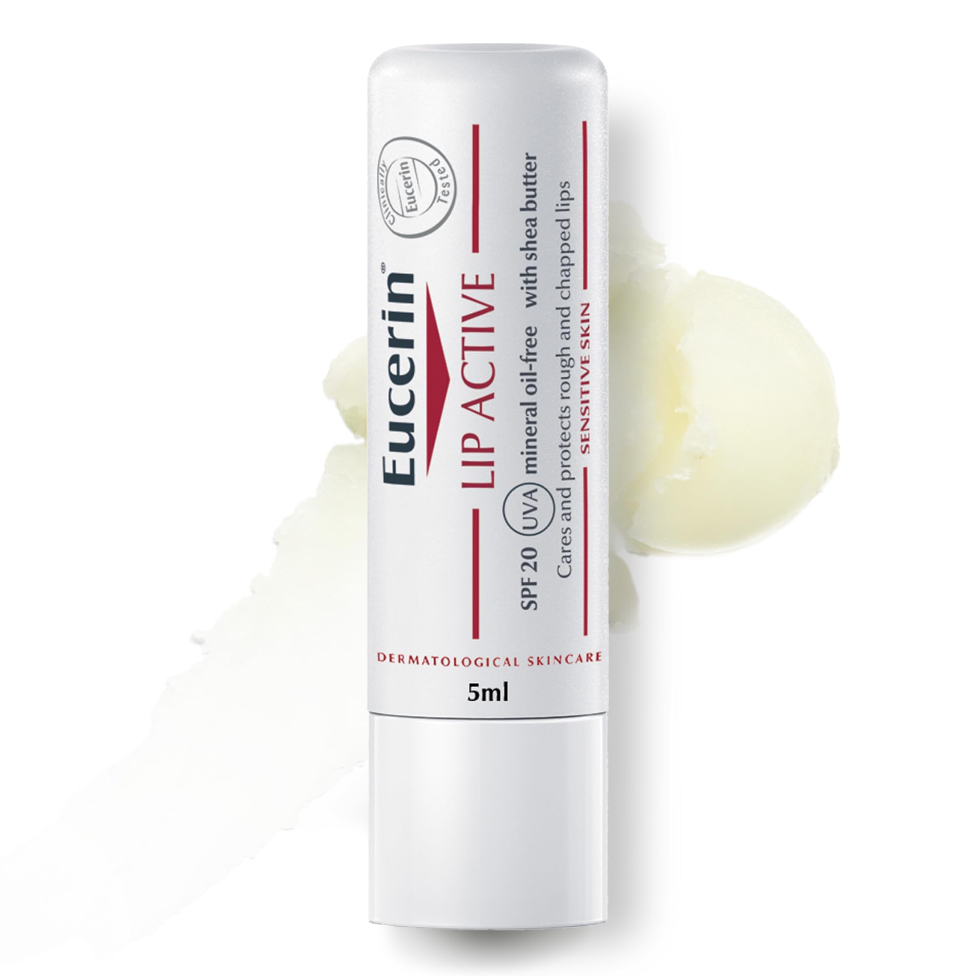 Eucerin pH5 Lip Active Balm with Dexpanthenol and Vitamin E, Lip Care for Rough Lips, UVA & UVB Protection, SPF 20, Soothes, Moisturizes and Protects, for Dry & Dehydrated Lips,4.8g packaging may vary