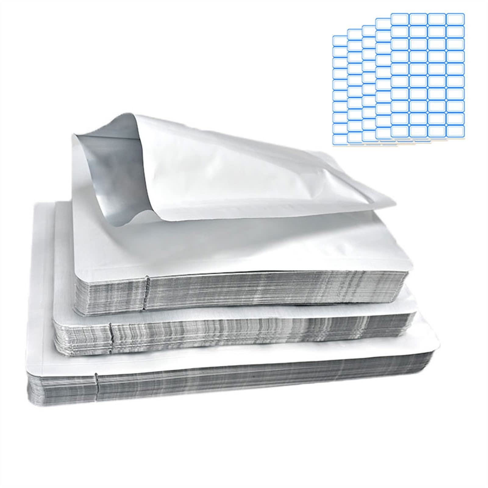 FWKTG 100 Pack Mylar Bags, Mylar Aluminum Foil Bags, Flat Heat Sealable Bags Storage Bags Pouch for Long Term Food Storage (Blanco : 11 * 16cm)