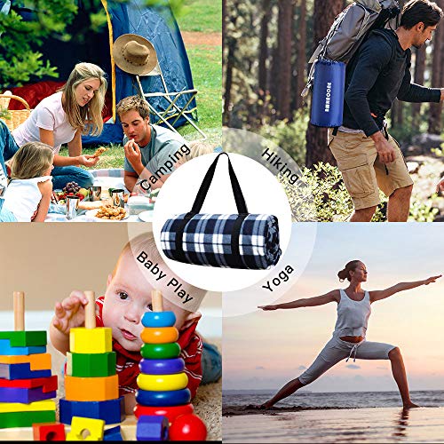 BMHNOONE Outdoor Picnic Blanket, Extra Large Picnic Blanket 80\"x80\" with Backpack for Family, Foldable Waterproof Picnic Outdoor Blanket Picnic Mat for Camping Hiking Travelling - Thumbnail 6
