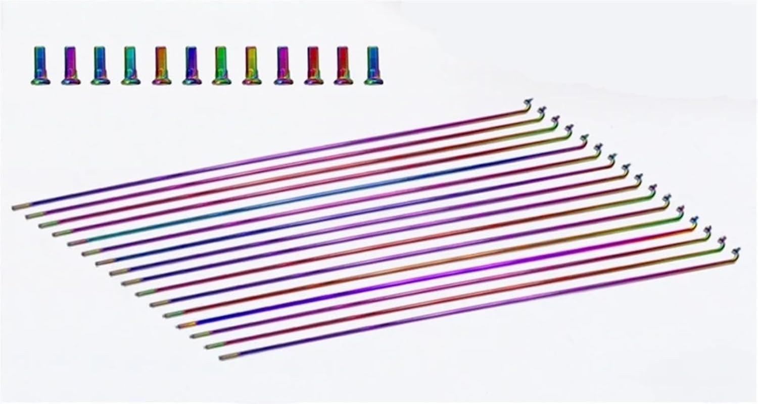 36Pcs Bike Spokes with Nipples Bike 14G 2mm Rainbow Spokes Bike Repair Replacement Tool Accesseries Aluminum Alloy Bike Parts Cycling