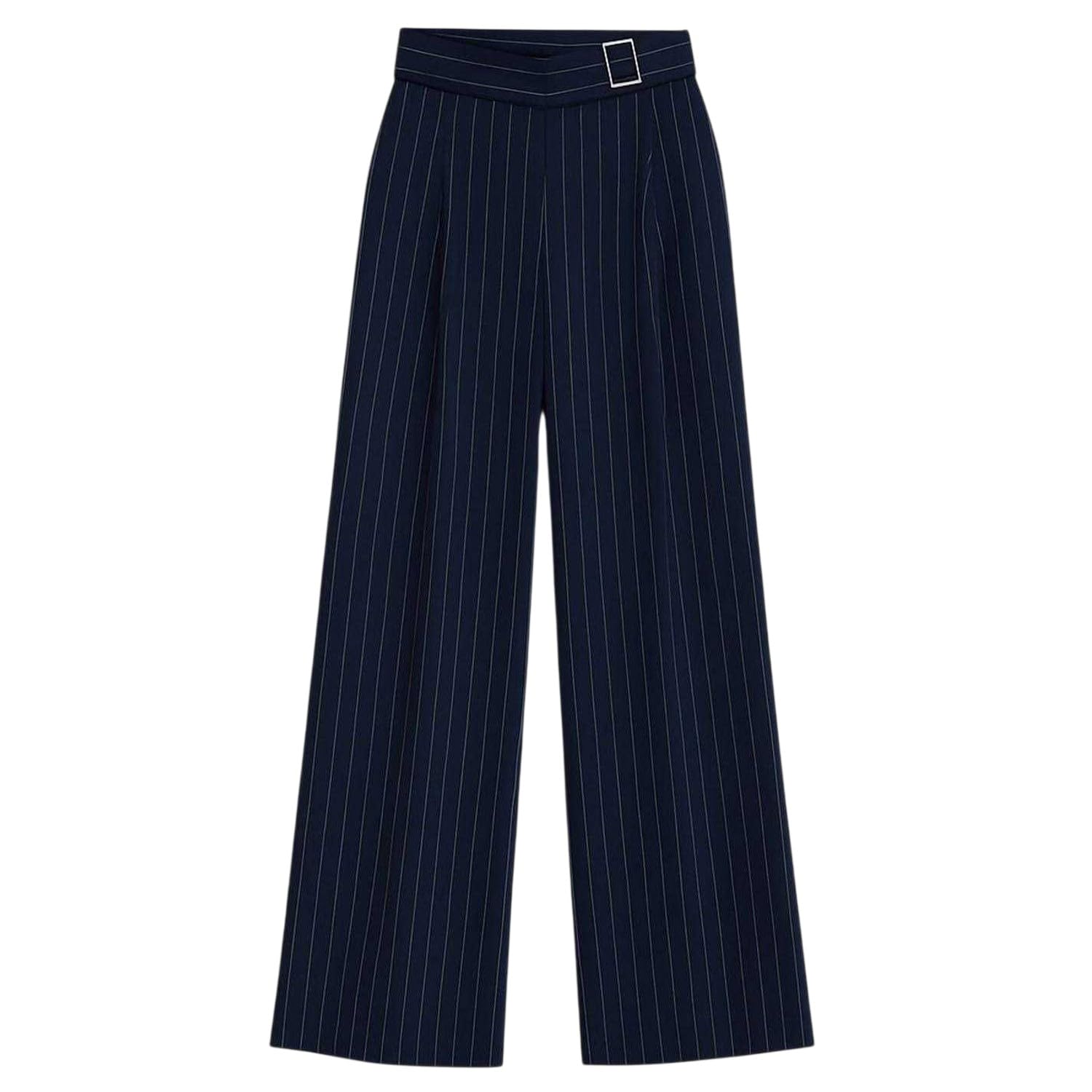 I Saw It First Women's Blue Pinstripe Wide Leg Trouser in Size 12, Sports Direct